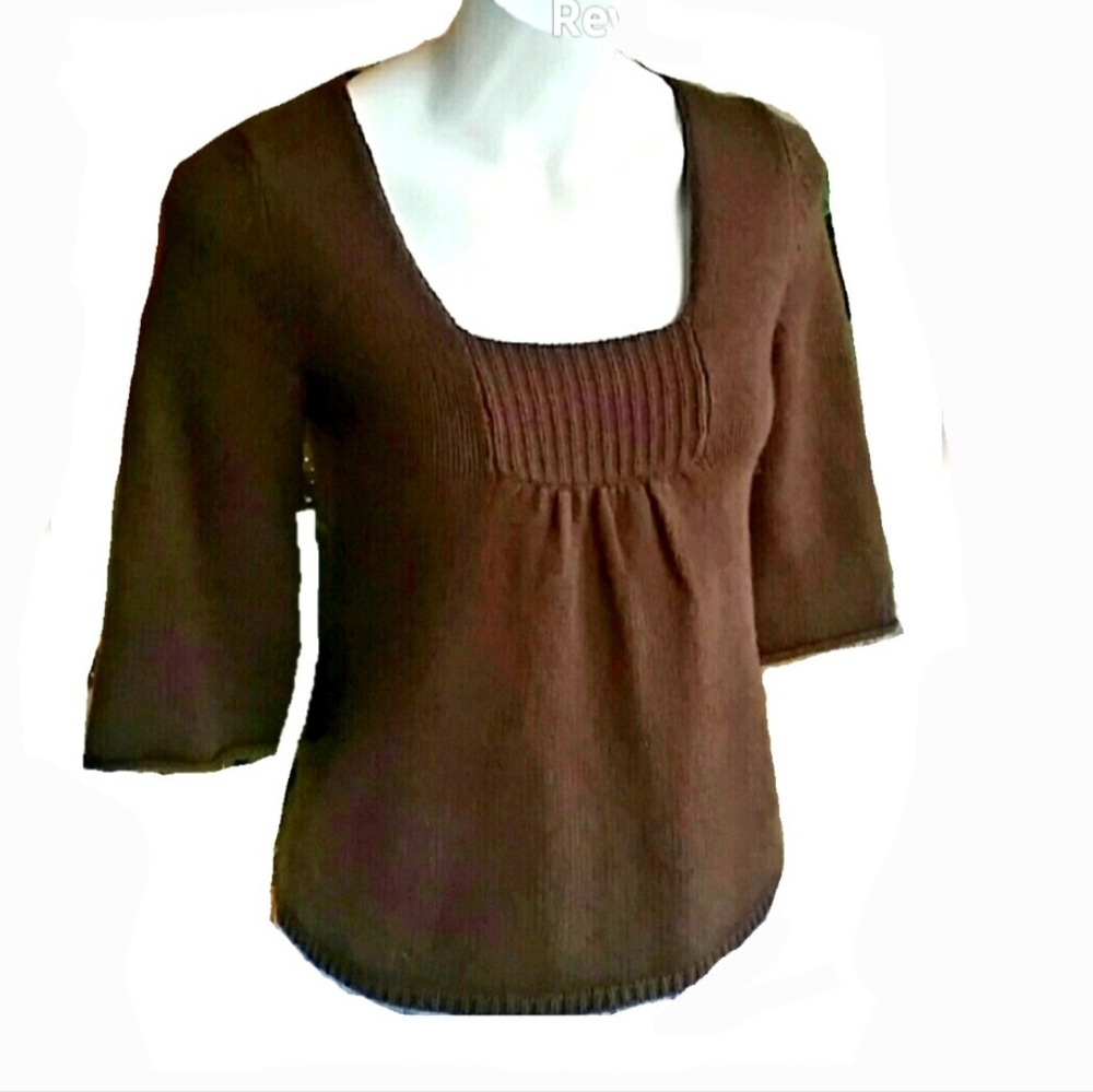 Ann Taylor Loft Chocolate Brown Wool Cashmere Angora Blend Sweater Size XS